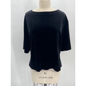 Uniqlo Boxy Short Sleeve Velour Shirt Sz XS Black Top Tee